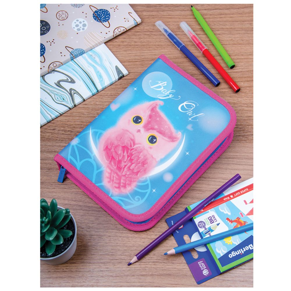 Пенал 1 отделение, 200*140*40 Berlingo "Plush Owl", дополнительная откидная секция, полиэстер