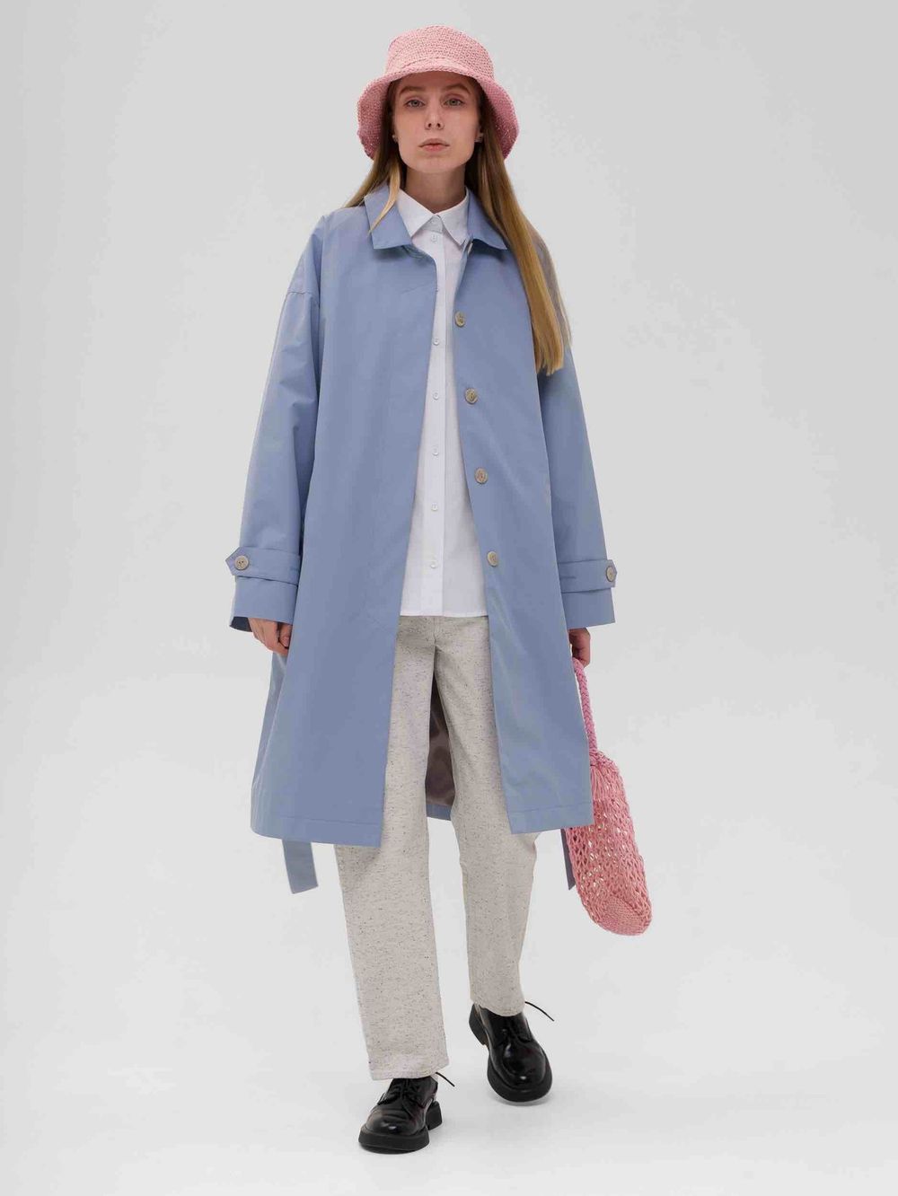 Плащ FOS Средней длины Женский Голубой