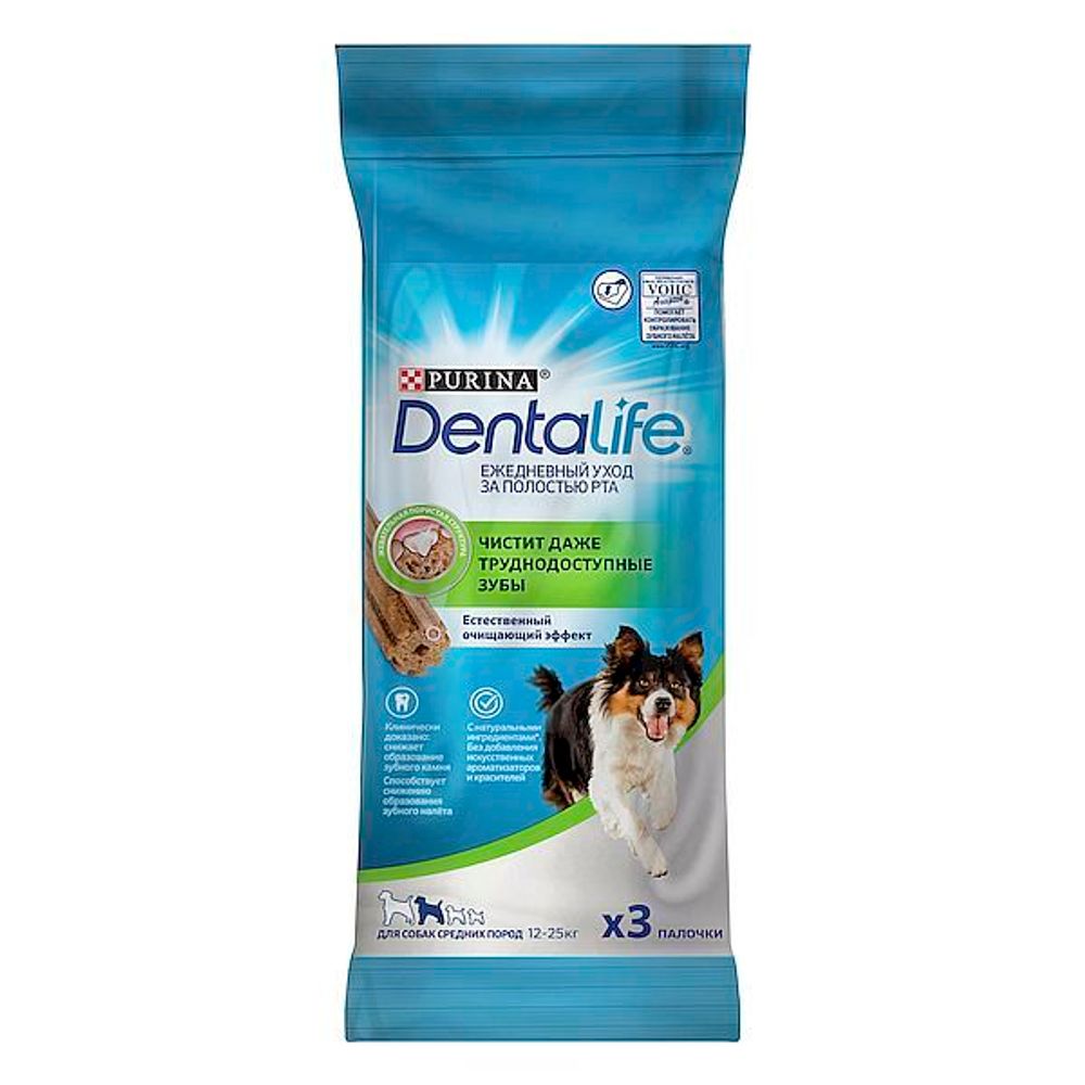 DENTALIFE лакомство для ухода за полостью рта собак средних пород 69г