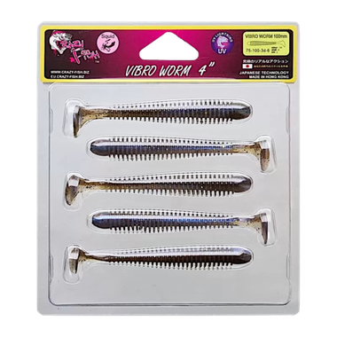 Мягкая приманка Crazy Fish Vibro Worm 4'' 10см 5шт 75-100 -
