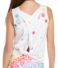 Футболка для девочки теннисная Lucky in Love Novelty Print All Smiles Tie Back Tank - разноцветный