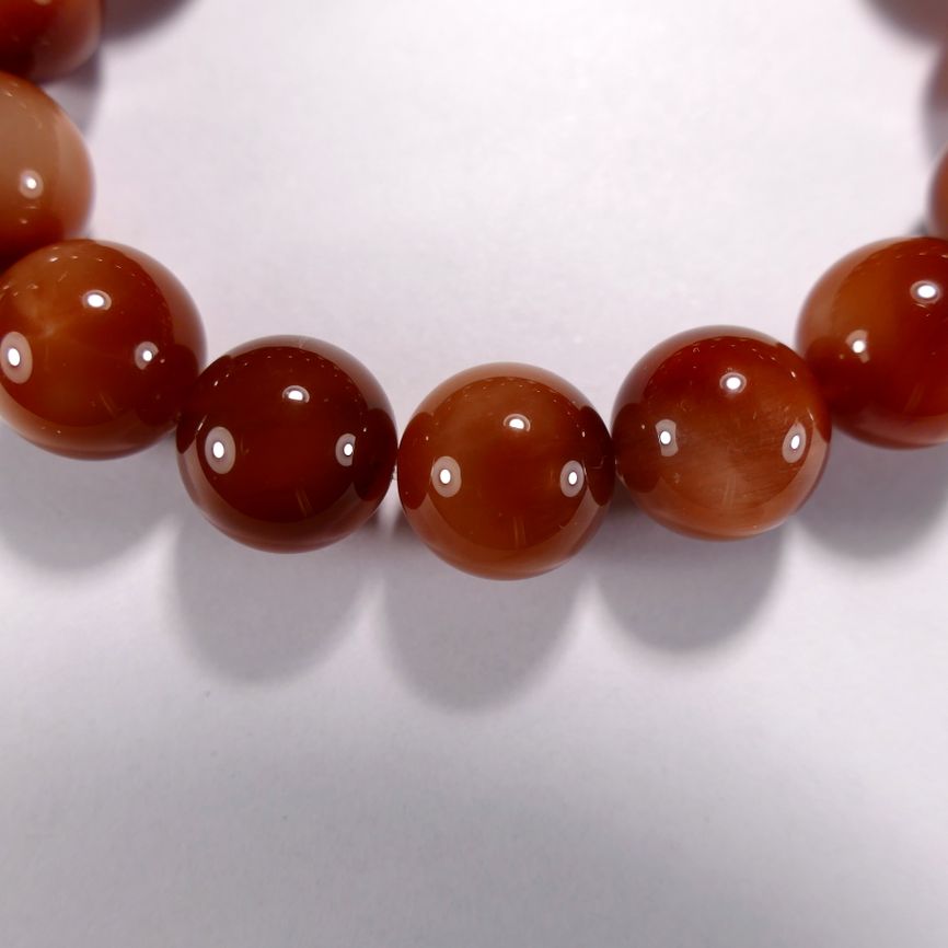 Бусина из кварца красного с нигрином, класс АА, шар гладкий 14 мм