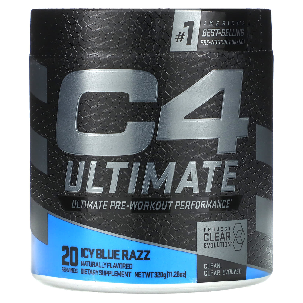 C4 / Cellucor, C4 Ultimate, предтренировочный комплекс, со вкусом ледяной голубой малины, 320 г (11,29 унции)