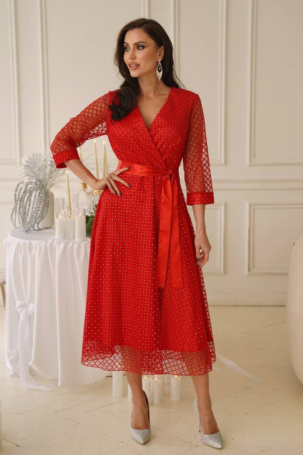 Платье праздничное Северное сияние (красное) П14398-5М LT Collection