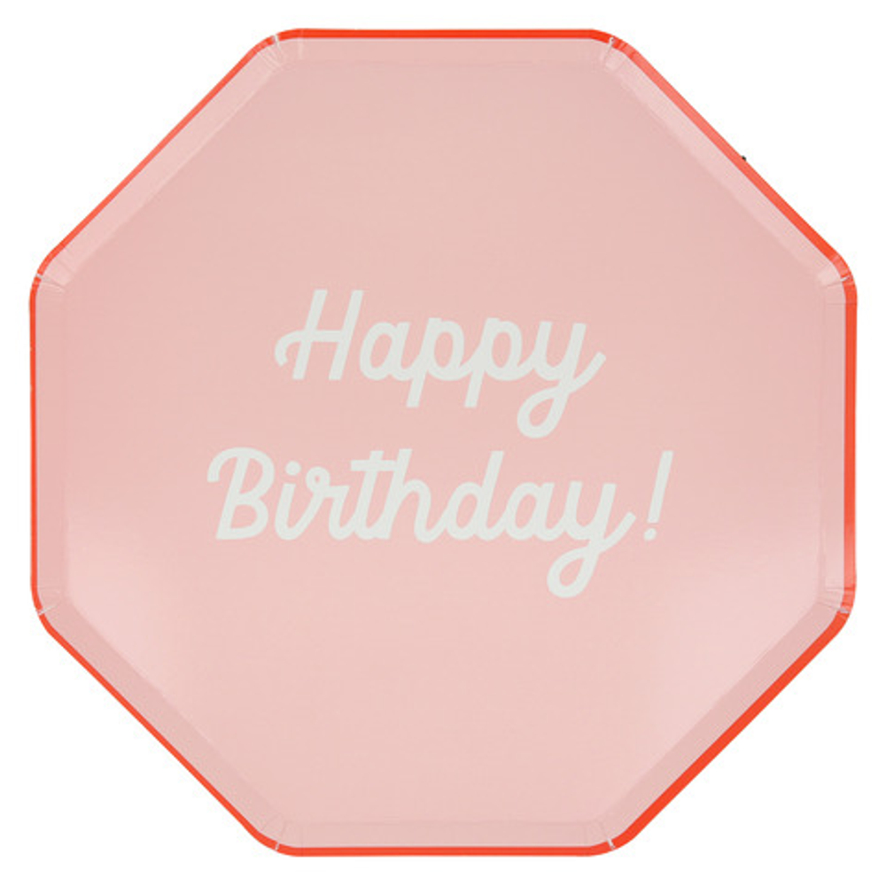 Тарелки большие цветные "Happy Birthday" 8 шт.