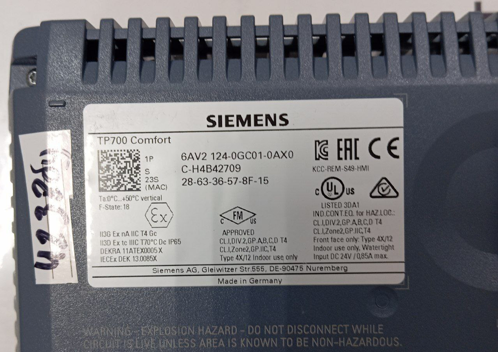 Панель Siemens 6AV2124-0GC01-0AX0 б/у