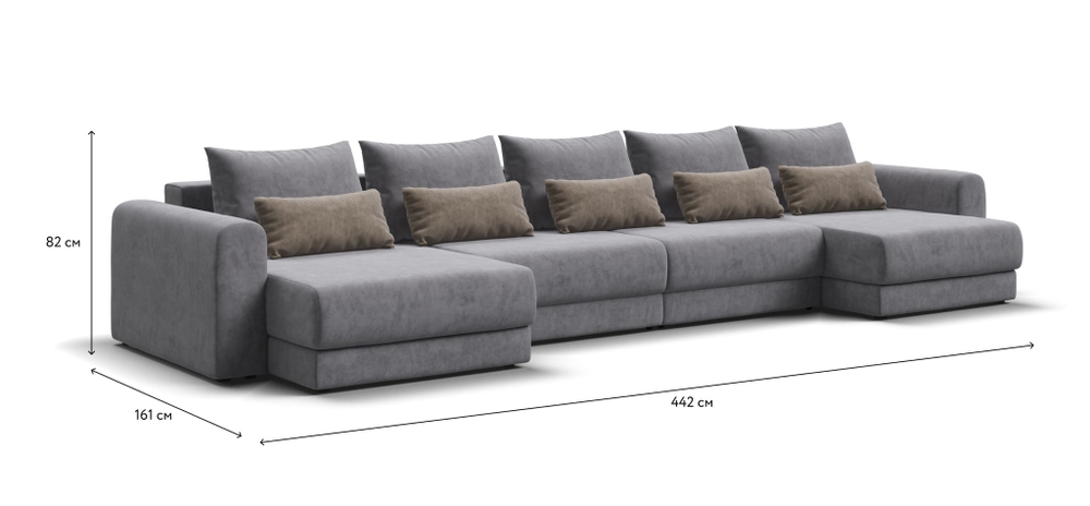 Модульный п-образный диван РИЧМОНД MODOOL Велюр Royal агат