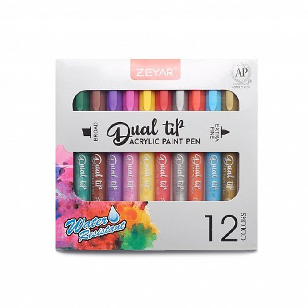 Набор маркеров Zeyar Paint DUAL Tip ZP-1229 (0.7 / 3-6мм) - 12шт