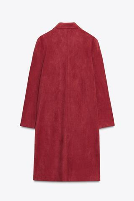 ZARA ПАЛЬТО-СЮРТУК ИЗ ТКАНИ ПОД ЗАМШУ, ТЕМНО-РОЗОВЫЙ