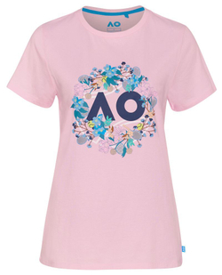 Женская теннисная футболка Australian Open T-Shirt Flower Logo - pink