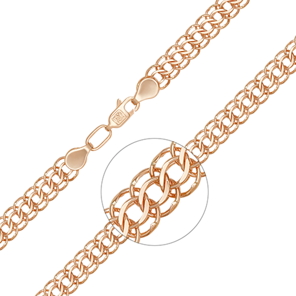 Браслет из красного золота с алмазной гранью (плетение «Питон»)