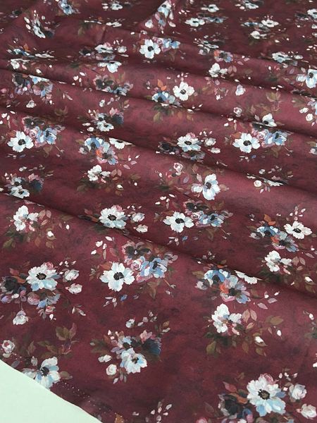 ЦВЕТЫ НА ВИШНЕВОМ - 100% хлопок 5