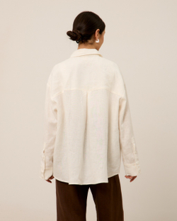 Рубашка 07, из 100% льна, молочная