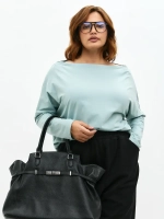 Лонгслив с широким вырезом лодочка голубой