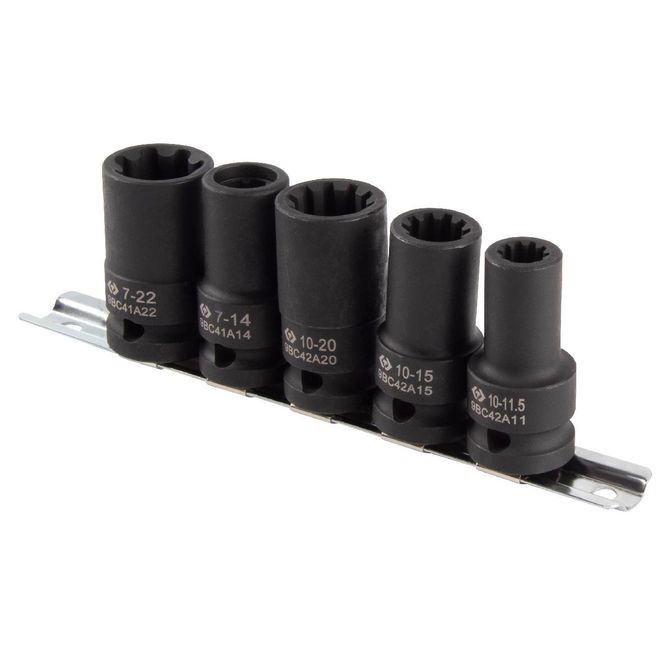 KING TONY (9BC4A05MP) Набор специальных головок 1/2", для монтажа / демонтажа тормозных суппортов, 5 предметов