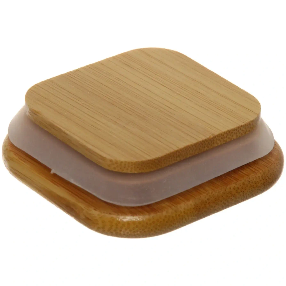 Банка для продуктов стеклянная 200мл «Хай-Тек» с бамбуковой крышкой, квадратная 6*8см