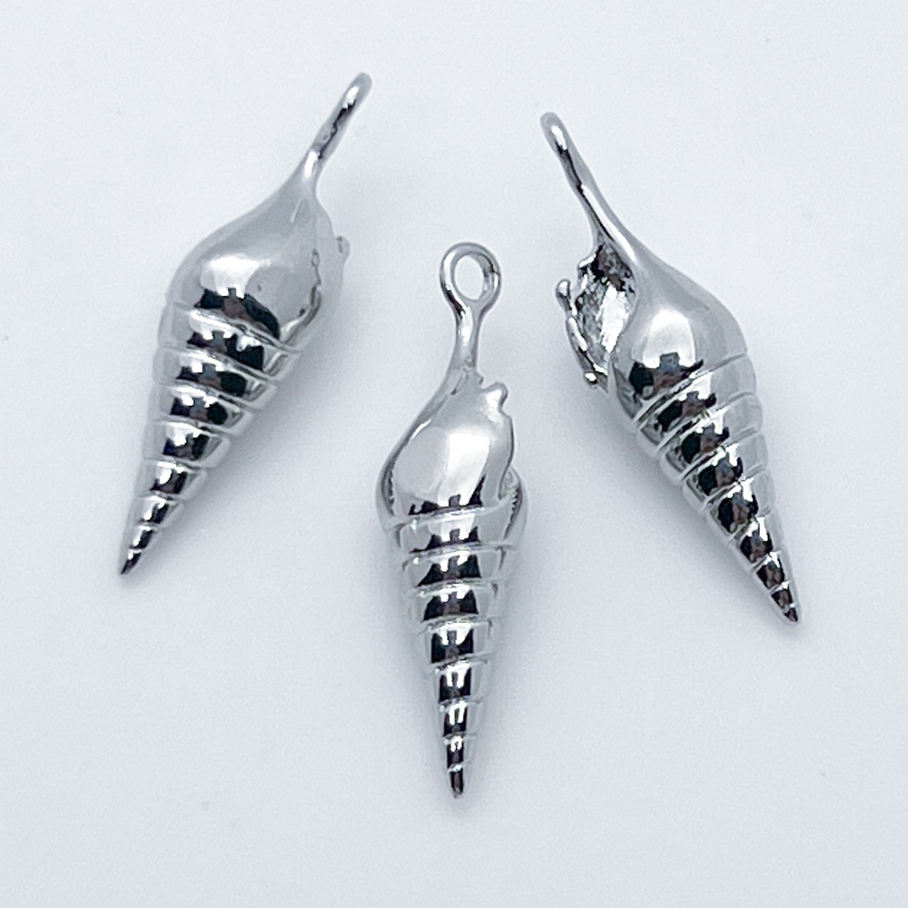 Подвеска Ракушка, цвет серебро (родий), размер 21*6 мм, цена за 1 шт