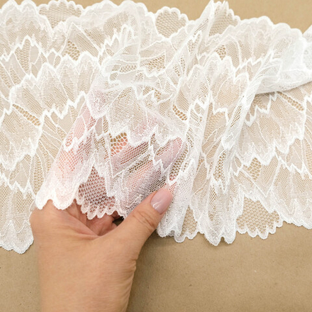 Кружево эластичное БЕЛЫЙ (ВОЛНА), 21см, Китай