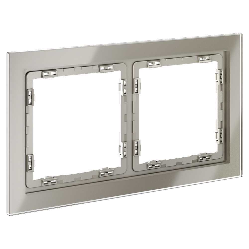 Рамка стеклянная VOLTUM S70 на 2 поста, (шелк, стекло)