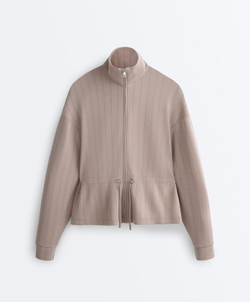 Oysho Мягкая куртка с регулируемой талией и высоким воротником, светло-серый