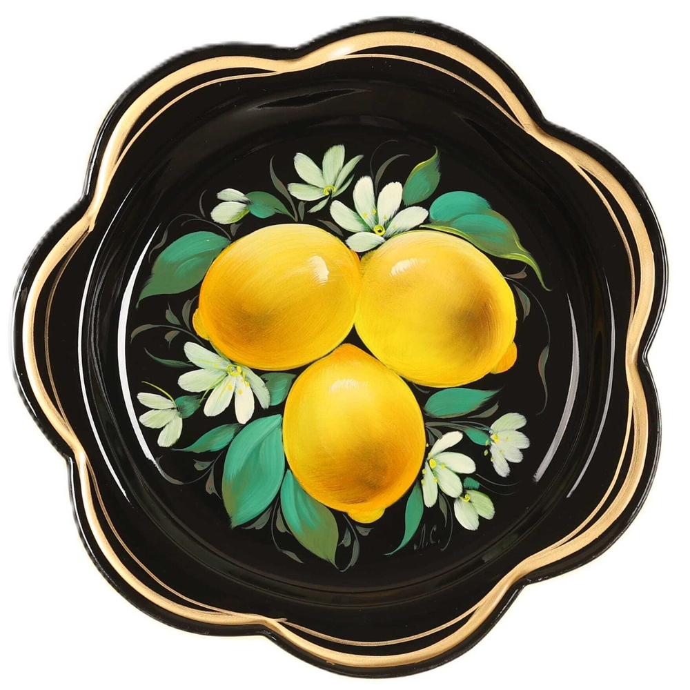 Жостовский поднос декоративный, размер 18 см (A1), металлический