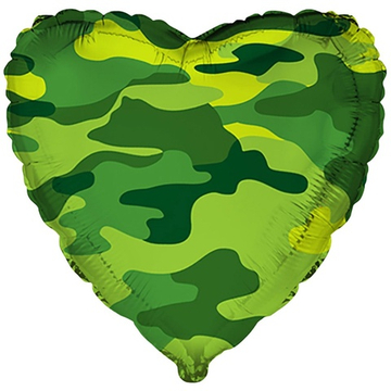 Фольгированный шар-сердце «Камуфляж», 46 см