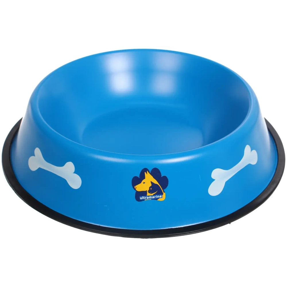 Миска из нержавеющей стали с силиконовым нескользящим ободком «ЛЮБИМЫЙ БРО», цвет синий, 26см (наклейка)