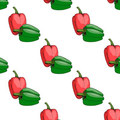 красные и зелёные перцы на белом