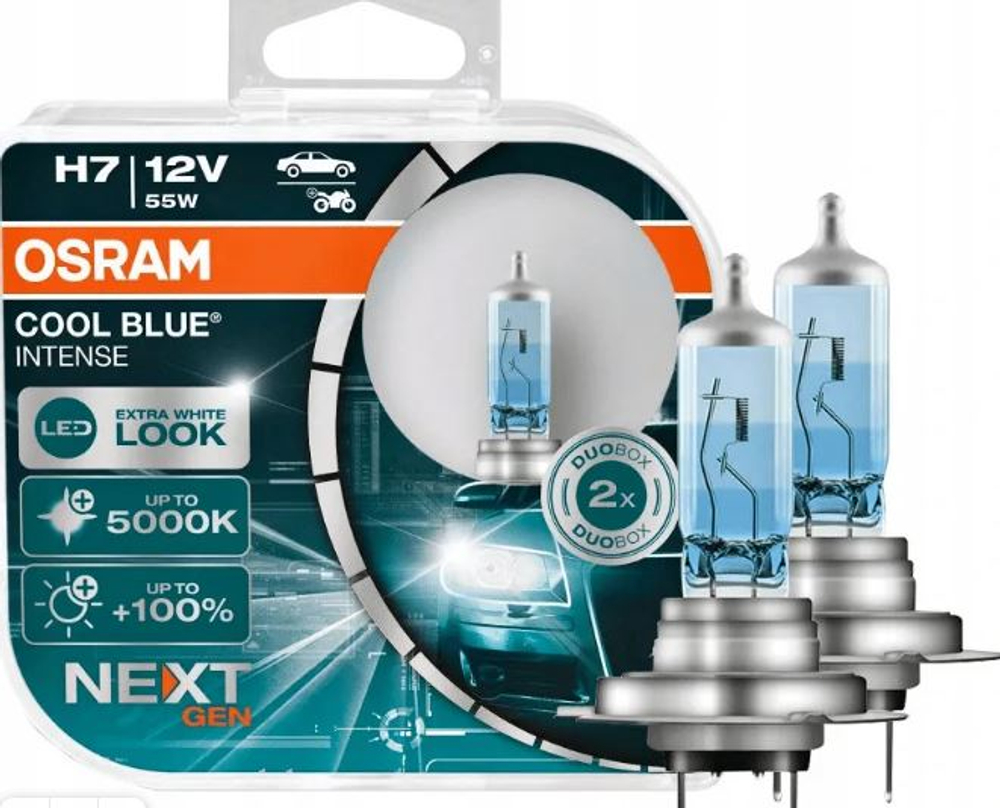 Автолампа H7 12V 55W (PX26d) Osram +100% 5000K COOL BLUE intens NextGen (64210CBN-HCB_DuoBox) к-т