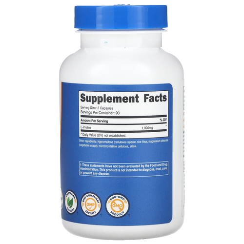Nutricost, L-пролин, 180 капсул (500 мг на капсулу)