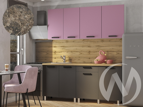 Кухня Кьяра 1.8м (корпус белый/карбон сакура; карбон вулкан) 38мм королевский опал