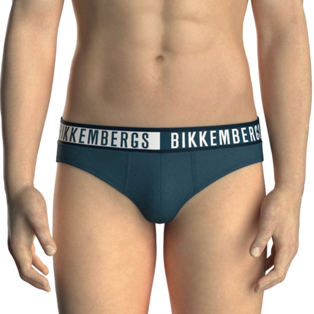 Мужские трусы брифы синие набор 3в1 Bikkembergs TWICE BKK52USP29TR