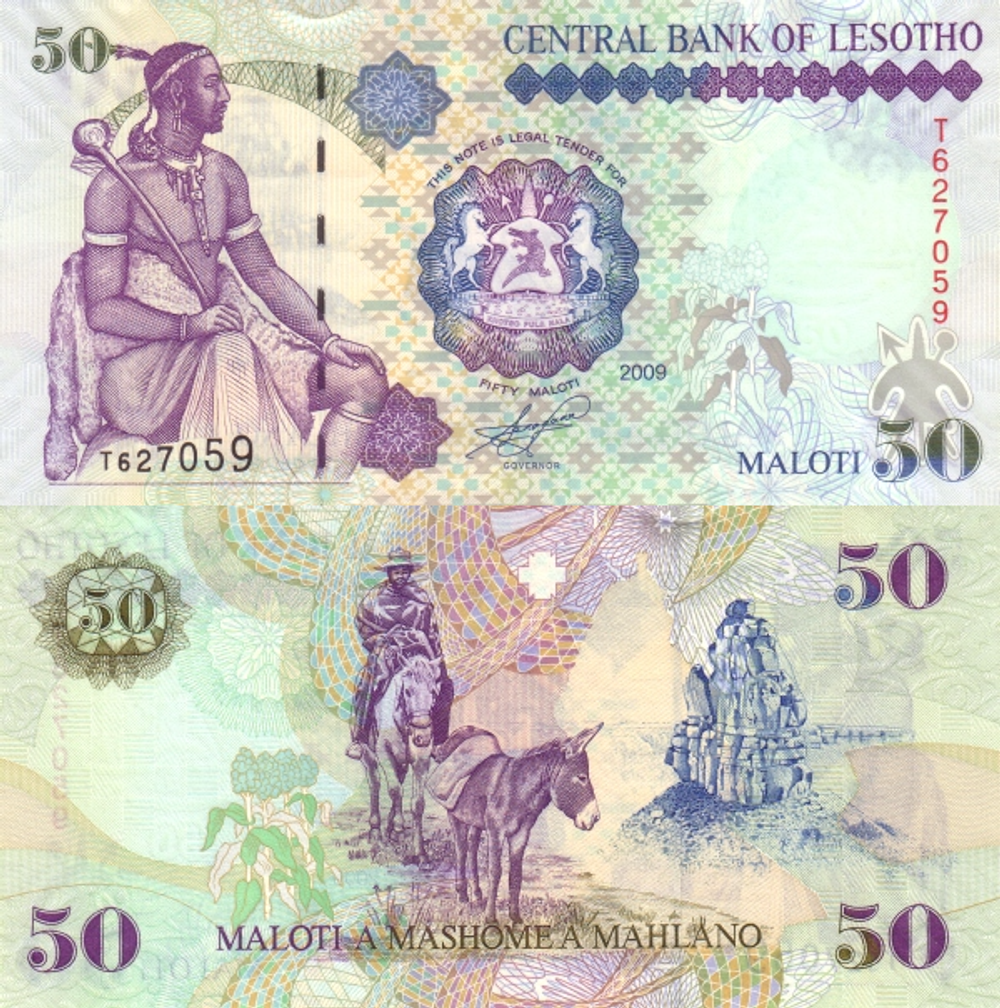 Лесото 50 малоти, 1994-2009 Гора Килоан UNC