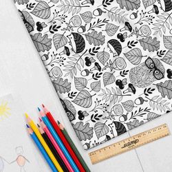 Ткань муслин совы и ежи