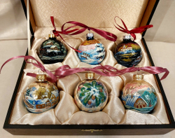 Набор елочных шаров  с ручной росписью Палех  №12