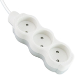 Удлинитель бытовой 3 гн, 3 м, ПВС, 2х0.75 мм2, б/з, 10 А, 250В,с з/ш, бело-сер, TDM, Люкс УЛ3, SQ130