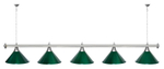 Лампа STARTBILLIARDS 5 пл. (плафоны зеленые,штанга зеленая,фурнитура золото)