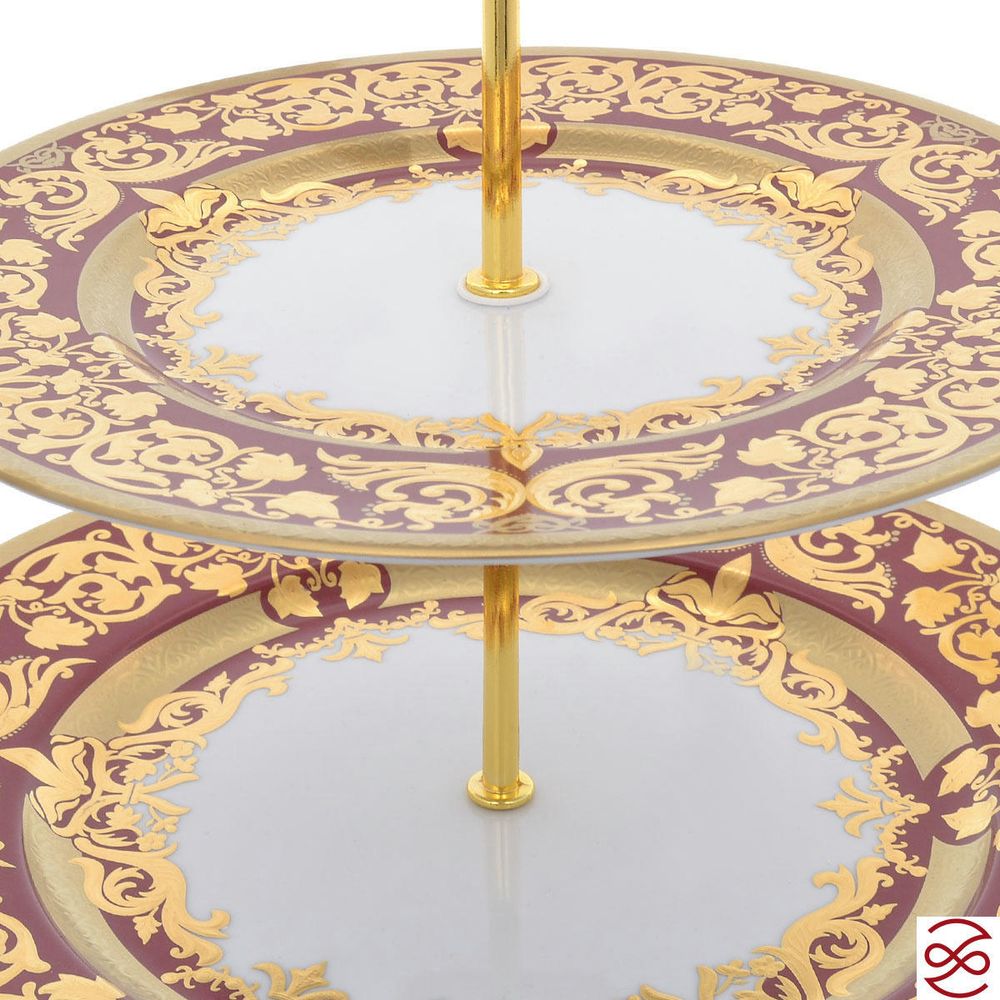 Этажерка (Горка) Falkenporzellan Natalia bordeaux gold три яруса