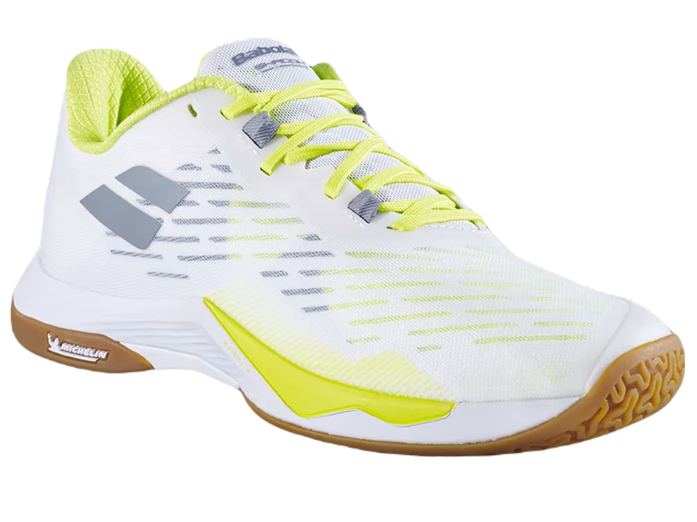 Мужские кроссовки для бадминтона/сквоша Babolat Shadow Tour 5 - white/lime
