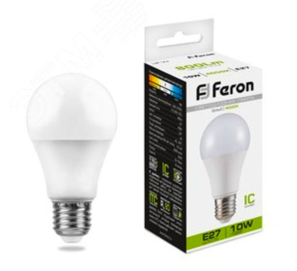Лампа светодиодная LED 10вт Е27 белый арт. LB-92 25458 FERON