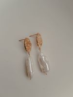 Серьги капли с жемчугом, позолота