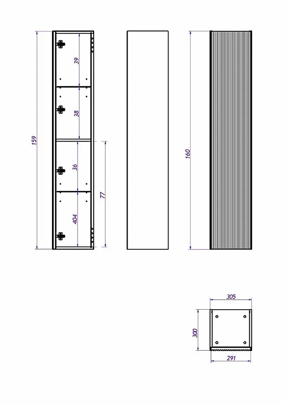 Пенал LA FENICE Terra Grigio 30 серый