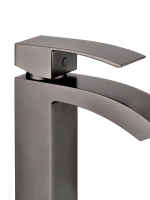 Смеситель универсальный на раковину низкий из латуни "Grocenberg" (графит, квадрат)