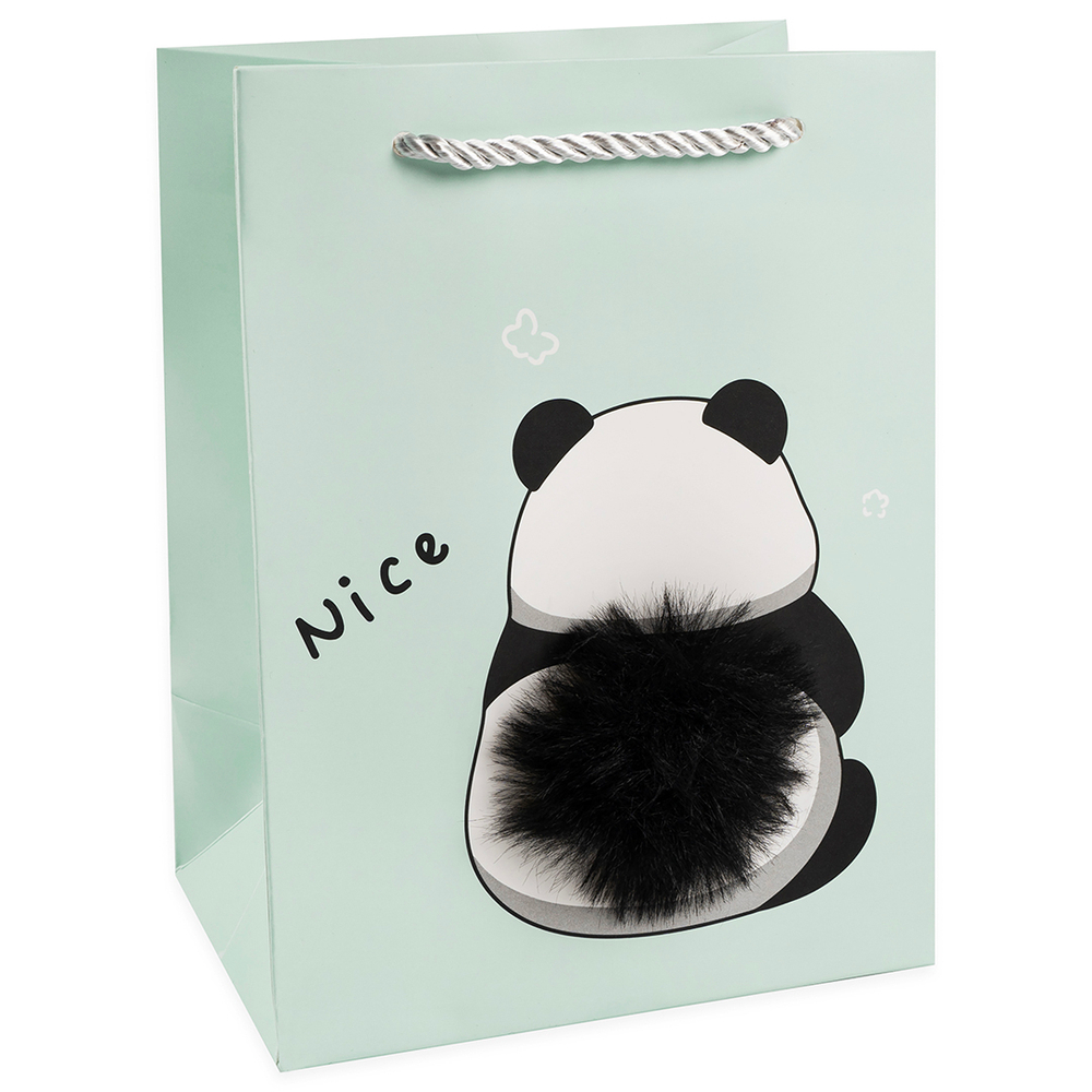 Пакет подарочный, Пушистые хвостики, Панда, 33*25*12 см
