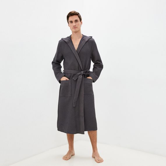 Гамлет (антрацит) S Мужской Халат с капюшоном