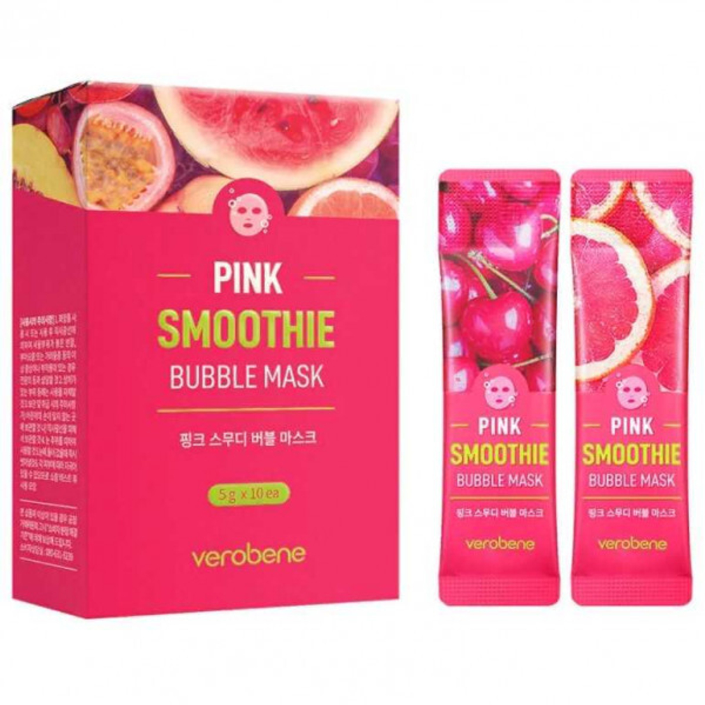 Пузырьковая маска для лица «розовый смузи» Verobene Pink Smoothie Bubble Mask