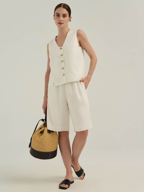 Шорты бермуды MAJE из 100% льна белого цвета