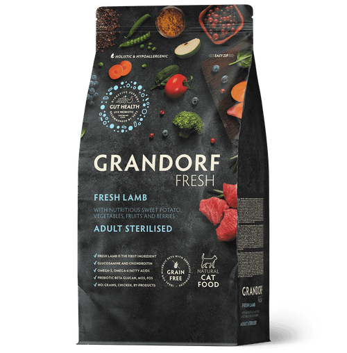 Grandorf Fresh Cat Potato корм сухой беззерновой для стерилизованных кошек ягнёнок,батат
