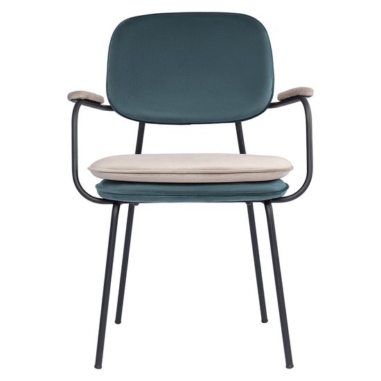 Стул с подлокотниками pea, велюр, сине-зеленый/бежевый