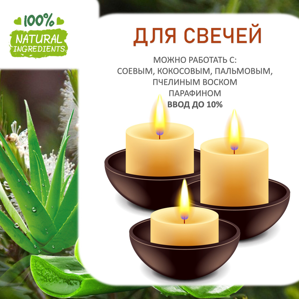 Алоэ вера и чайное дерево, отдушка для свечей и мыла